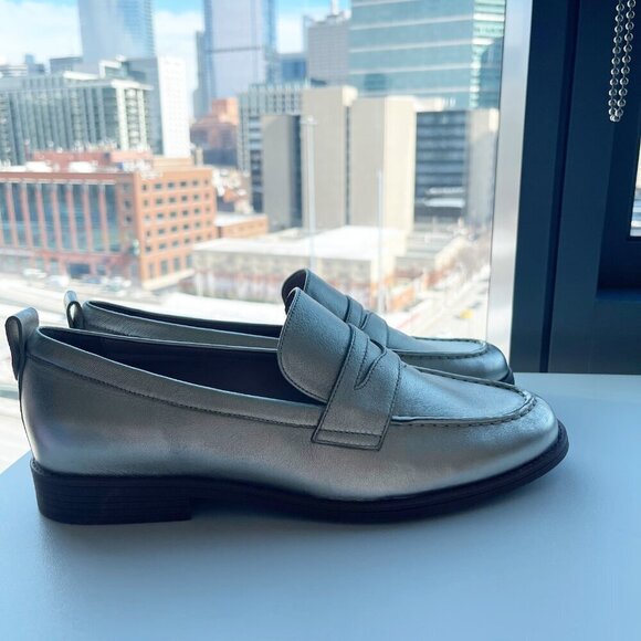 New Cole Haan Stassi Gold Leather Coastal Nautical Penny Loafer Shoes Size 9.5 - Picture 3 of 5